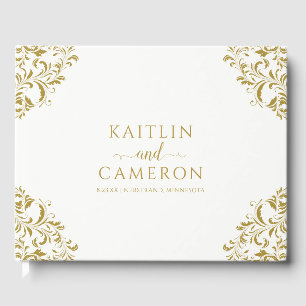 Hochzeit Eleganter Luxus Vintag Viktorianisch Gold Gästebuch