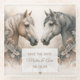 Hochzeit Eleganter Pferde Save the Date Untersetze Glasuntersetzer