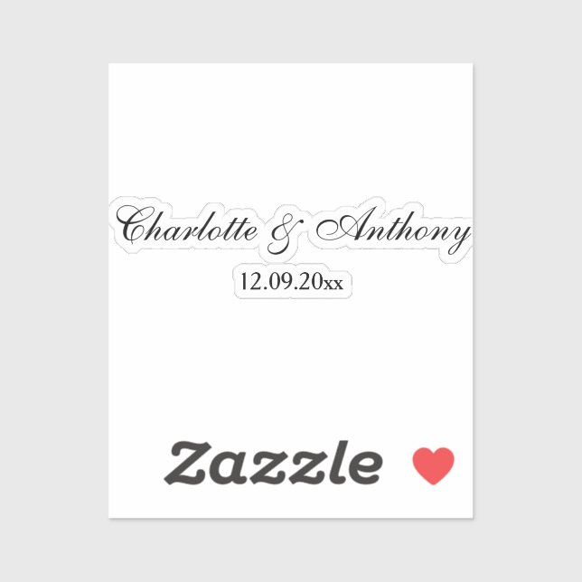 Hochzeit Eleganter Script kreativ Schwarz-weiß Aufkleber (Blatt)