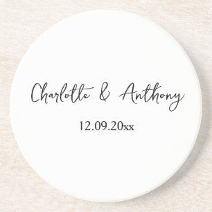 Hochzeit Eleganter Script kreativ Schwarz-weiß Getränkeuntersetzer