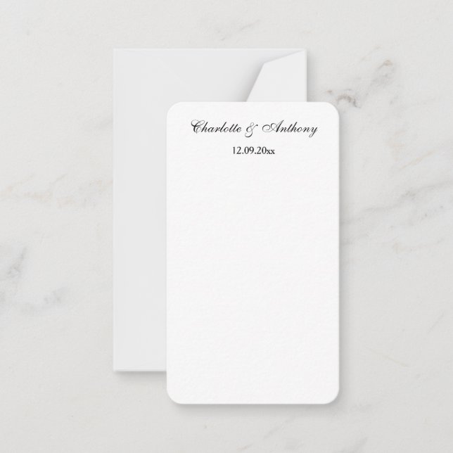 Hochzeit Eleganter Script kreativ Schwarz-weiß Mitteilungskarte (Vorderseite)