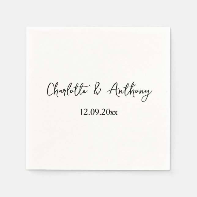 Hochzeit Eleganter Script kreativ Schwarz-weiß Serviette (Vorderseite)