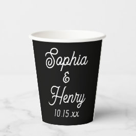 Hochzeit Eleganter Script Typografie Schwarz-weiß Pappbecher