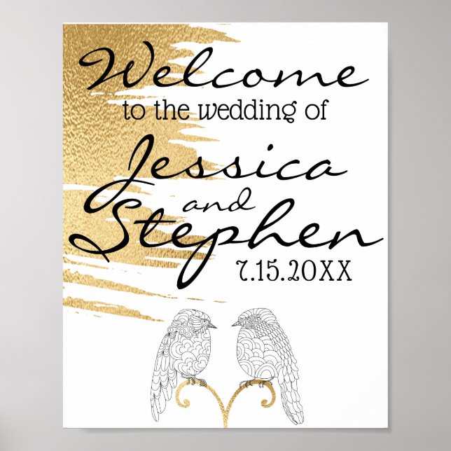 Hochzeit Elegantes Gold und Black Poster (Vorne)
