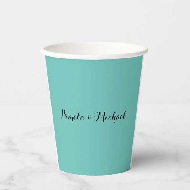 Hochzeit Elegantes Minimalistisches Klassisches Bl Pappbecher (Vorderseite)