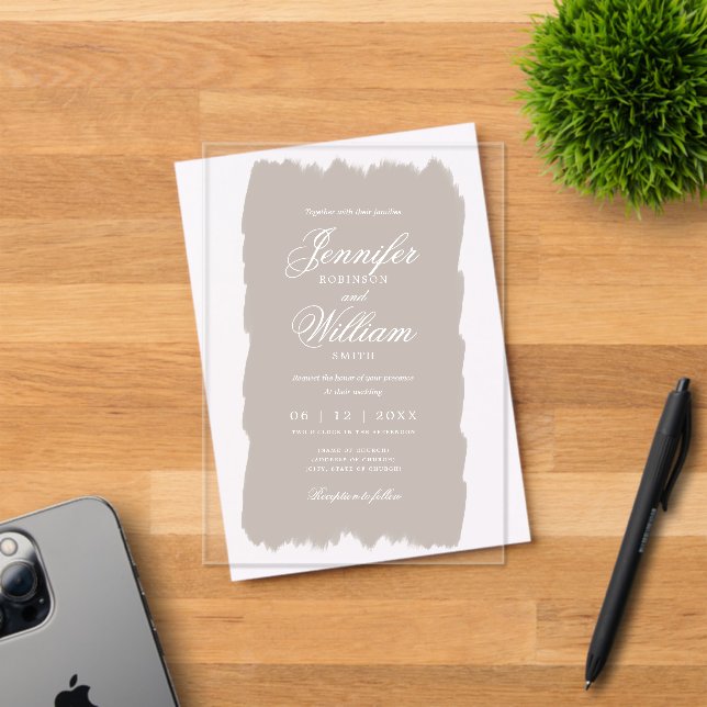 Hochzeit Elegantes Romantisches Script Champagne P Acryleinladungen (Insitu (Einladungskarte))