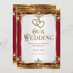 Hochzeit Elegantes Rotes Gold Golden Golden Golden Einladung
