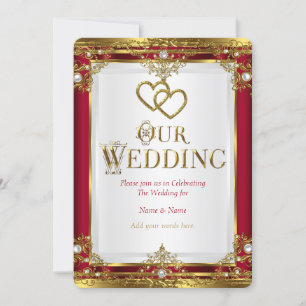 Hochzeit Elegantes Rotes Gold Golden Golden Golden Einladung