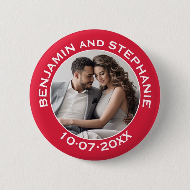 Hochzeit Erstes Weihnachts-Foto Individuelle Name  Button (Vorderseite)