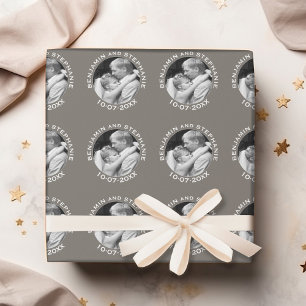 Hochzeit Erstes Weihnachts-Foto Individuelle Name Geschenkpapier