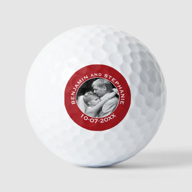 Hochzeit Erstes Weihnachts-Foto Individuelle Name  Golfball (Vorderseite)