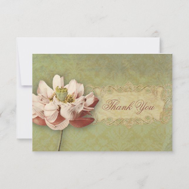 Hochzeit Etude de Fleurs Vintage danken Ihnen Dankeskarte (Vorderseite)