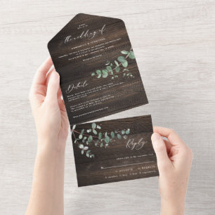 Hochzeit Eukalyptus botanisch modern einladen + uA All In One Einladung