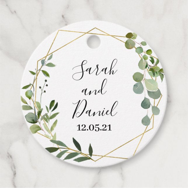 Hochzeit Eukalyptus Geschenkanhänger (Vorderseite)