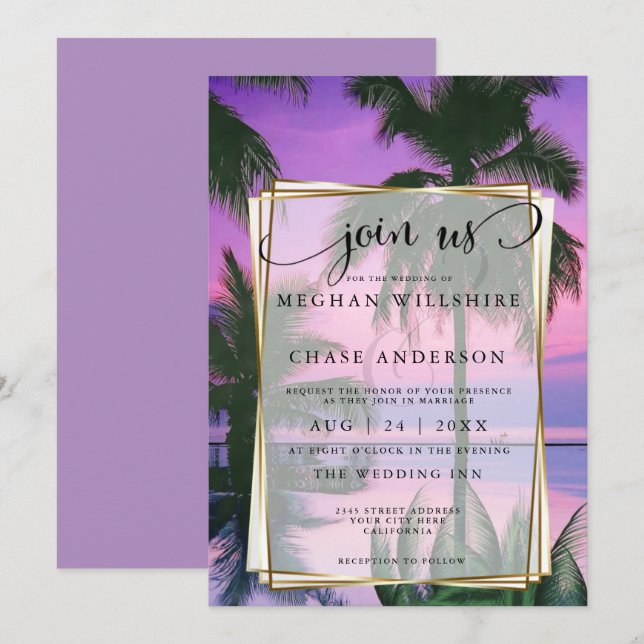 Hochzeit | Exotic Tropical Night Beach11a Einladung (Vorne/Hinten)