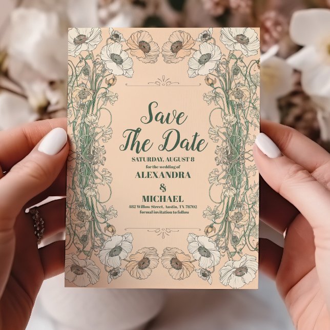 Hochzeit floraler Jugendstil Save The Date (Von Creator hochgeladen)