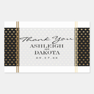 Hochzeit   Formal goldene Diamanten auf schwarz Rechteckiger Aufkleber
