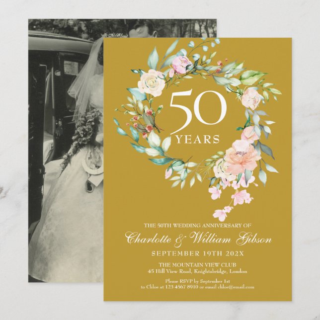 Hochzeit Foto 50. Goldenes Jubiläum Einladung (Vorne/Hinten)