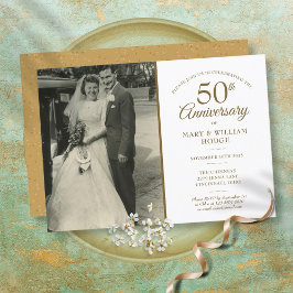 Hochzeit Foto 50 Jahre Jubiläum Gold Staub Confett Einladung