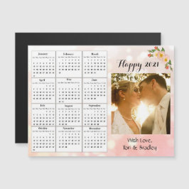 Hochzeit Foto Coral Blume Mini 2021 Kalender Magneteinladung