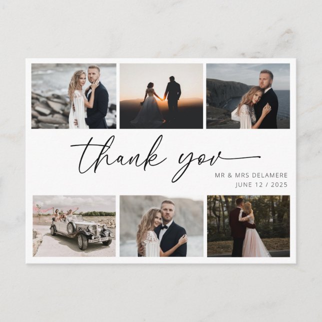 Hochzeit Foto Dankeschön Card Elegant Postkarte (Vorderseite)