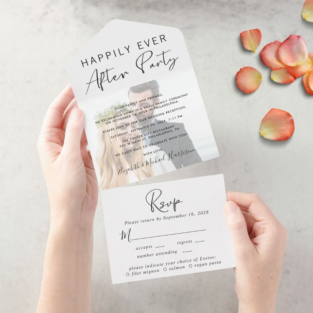 Hochzeit Foto glücklich je nach Empfang All In One Einladung (Von Creator hochgeladen)