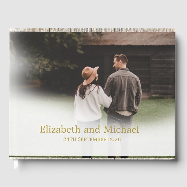 Hochzeit Foto Gold Elegante Hochzeit Gästebuch (Vorderseite)