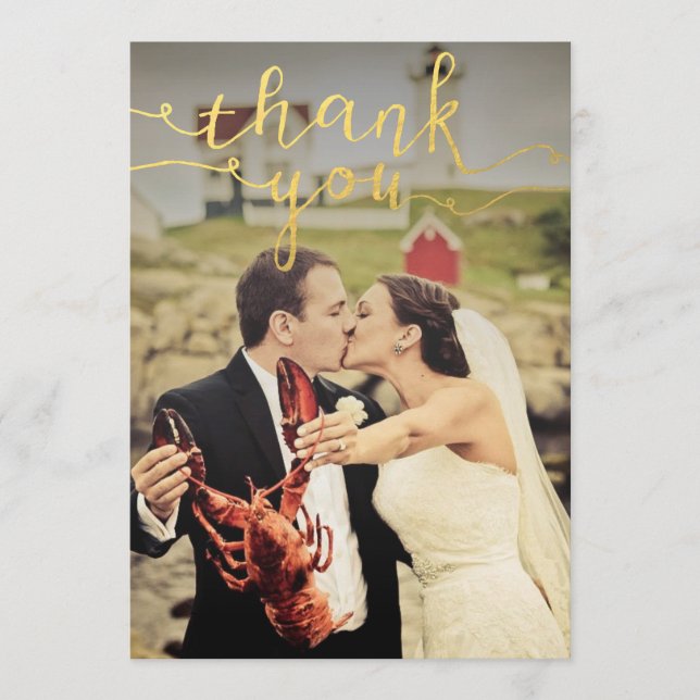 Hochzeit Foto Gold Foil Vielen Dank Karten (Vorderseite)