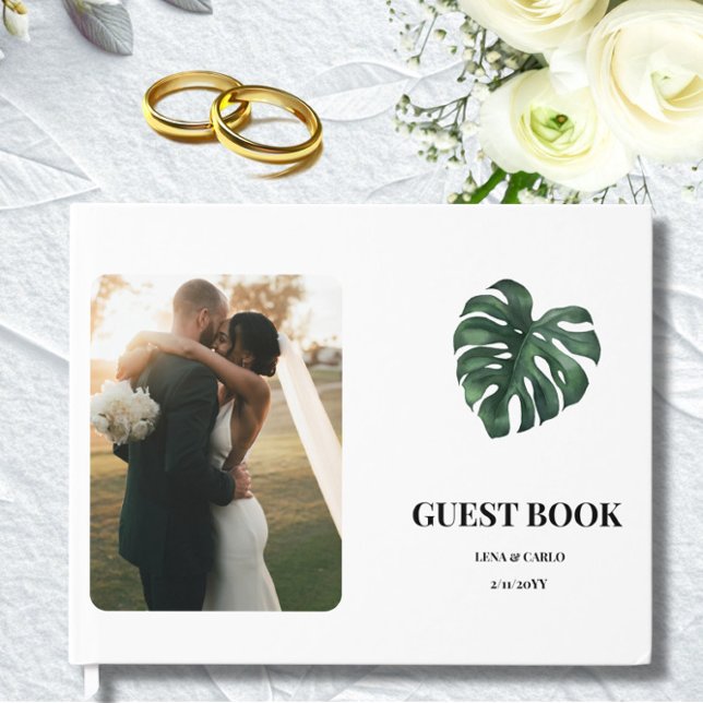 Hochzeit Foto Green Leaf Monstera Wedding Gästebuch (Von Creator hochgeladen)