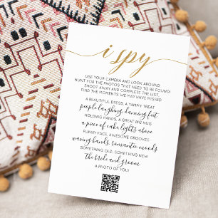 Hochzeit-Foto-Jagd Spiel Ich sehe Spiel QR-Code-Ka Mitteilungskarte