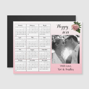 Hochzeit Foto Rosa Rosen Mini 2021 Kalender Magneteinladung