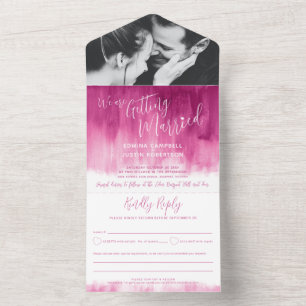 Hochzeit Foto Rosa uAwg-Text All In One Einladung