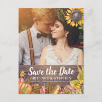 Hochzeit Foto Save the Date Ahorn Blätter Pumpkins