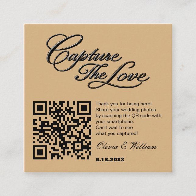 Hochzeit Foto-Sharing QR-Code Gast-Upload  Begleitkarte (Vorderseite)