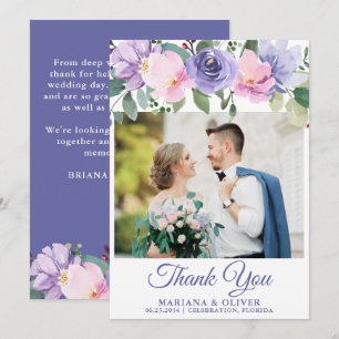 Hochzeit Foto Vielen Dank Card Lavender Pink Flora Einladung