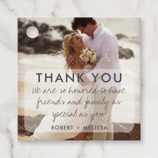 Hochzeit Foto Vielen Dank Geschenkanhänger (Vorderseite)