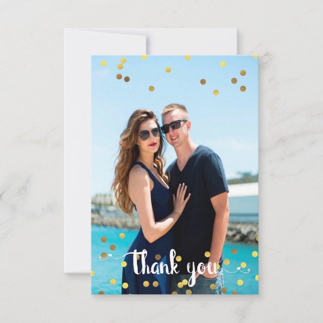 Hochzeit Foto Vielen Dank Imitats Gold Foil Confet Dankeskarte (Vorderseite)