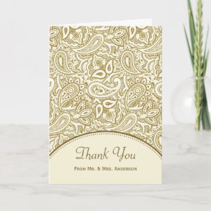Hochzeit Foto Vielen Dank Luxus Gold Ivory Paisley Dankeskarte
