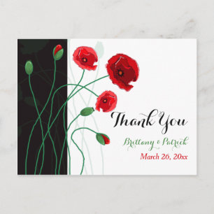 Hochzeit FOTO Vielen Dank Postcard   Red Poppies Postkarte