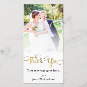 Hochzeit Foto Vielen Dank Shiny Imitats Gold Foil Dankeskarte