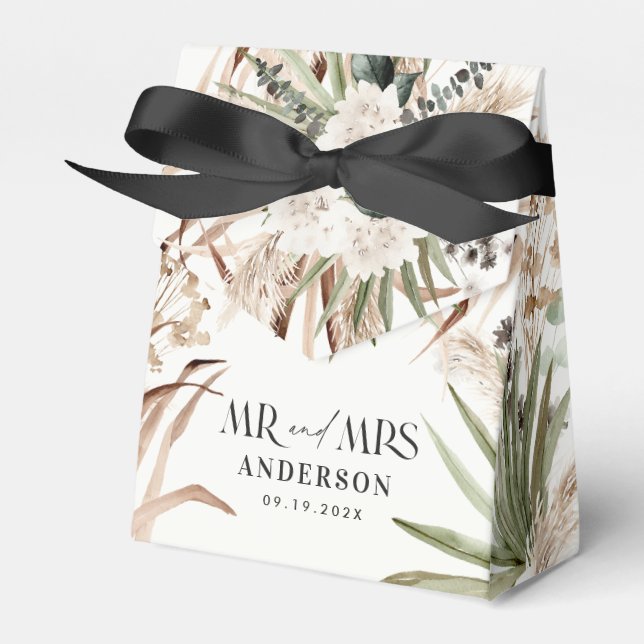 Hochzeit Frau Pampas eucalyptus modernes boho Part Geschenkschachtel (Vorderseite)