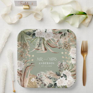 Hochzeit Frau Pampas eucalyptus modernes boho Part Pappteller