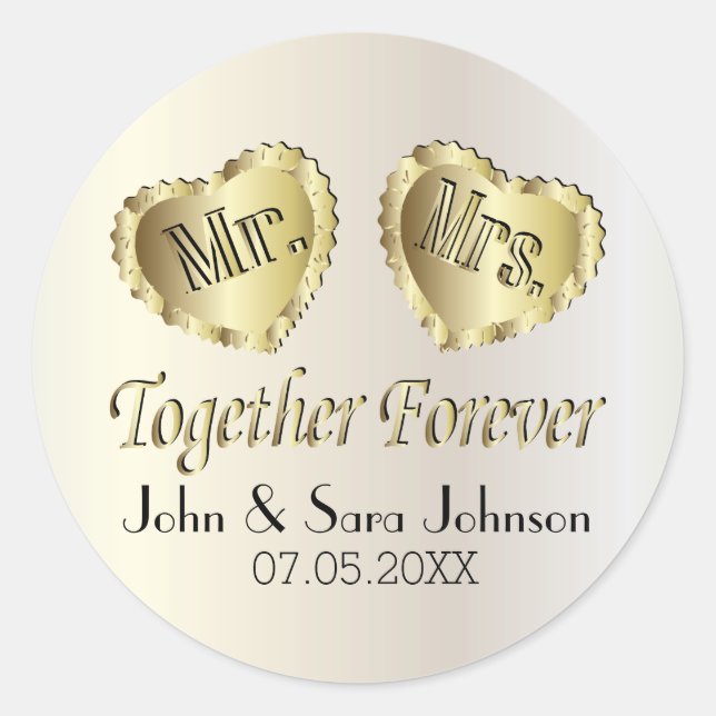 Hochzeit für Braut und Bräutigam | Personalisieren Runder Aufkleber (Vorderseite)