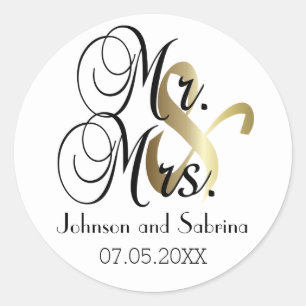 Hochzeit für Herrn & Frau   Personalisieren Runder Aufkleber