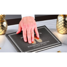 Hochzeit Gästebuch Chic Black Gold Ananas Couple