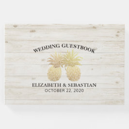 Hochzeit Gästebuch Chic Gold Ananas Rustikales Hol