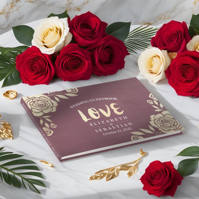 Hochzeit Gästebuch Moderne Goldene Rose Burgundy R (Von Creator hochgeladen)