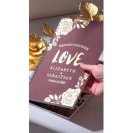 Hochzeit Gästebuch Moderne Goldene Rose Burgundy R Notizblock