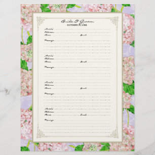 Hochzeit Gästebuch Pink Hydrangea Lace Floral Flyer