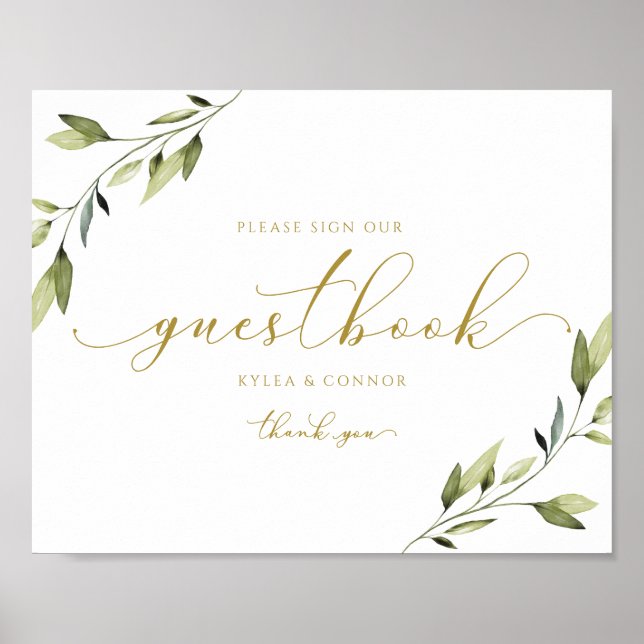 Hochzeit Gästebuch Schild Ätherische Grünanlagen u (Vorne)